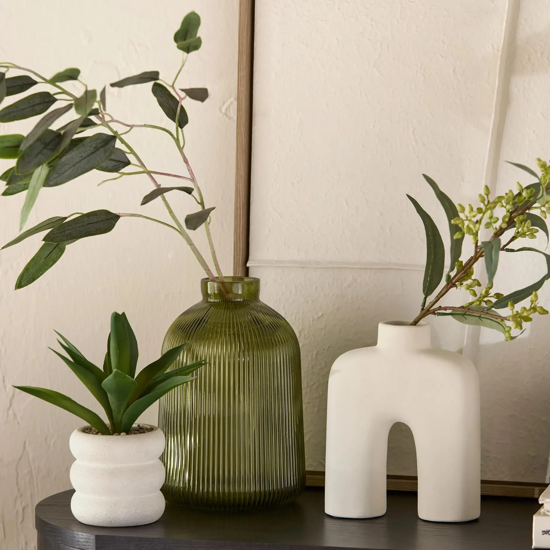 Clearance Green Ribbed Glass Table Vase Modern Decorative Vases|Home Decorative Items & Objects