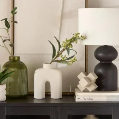 Clearance Green Ribbed Glass Table Vase Modern Decorative Vases|Home Decorative Items & Objects