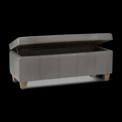 Sale Grey Faux Leather Storage Bench Ottomans & Benches|Entryway Benches Ottomans And Poufs