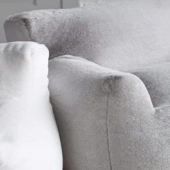 Clearance Grey Kids Furry Lounge Chair Junior Bedroom Furniture