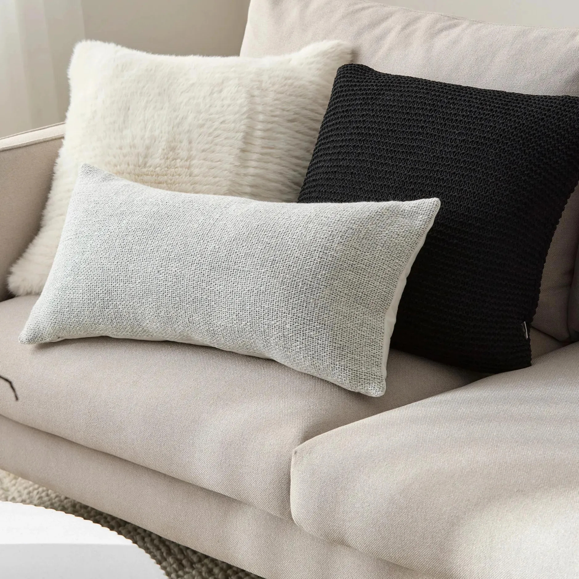 Clearance Grey Maddox Faux Fur Decorative Pillow Decorative Throw Pillows