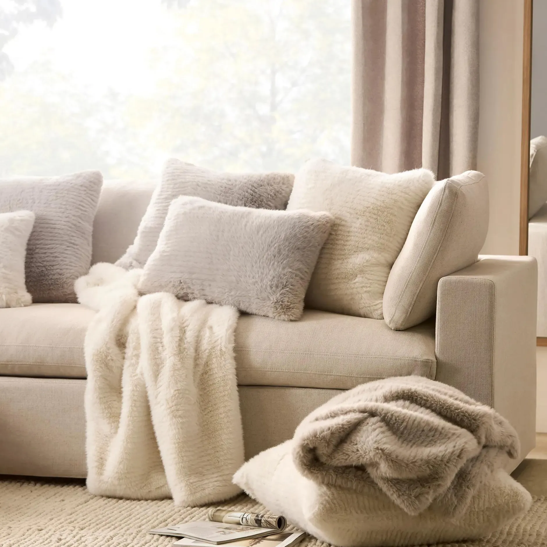 Clearance Grey Maddox Faux Fur Decorative Pillow Decorative Throw Pillows