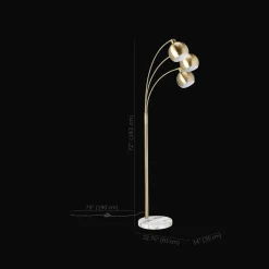 Sale 3-Head Floor Lamp with Marble Base Floor Lamps