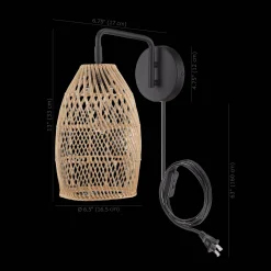 Hot Hemp Rope & Black Metal Wall Sconce Table Lamps