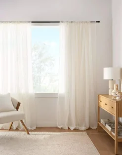 Ivory Rod Pocket Sheer Curtain Sheer Curtains & Window Sheer Panels