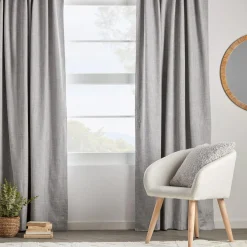 New Light Grey Chita Back Tab Blackout Curtain Sheer Curtains & Window Sheer Panels|Blackout Window Curtains