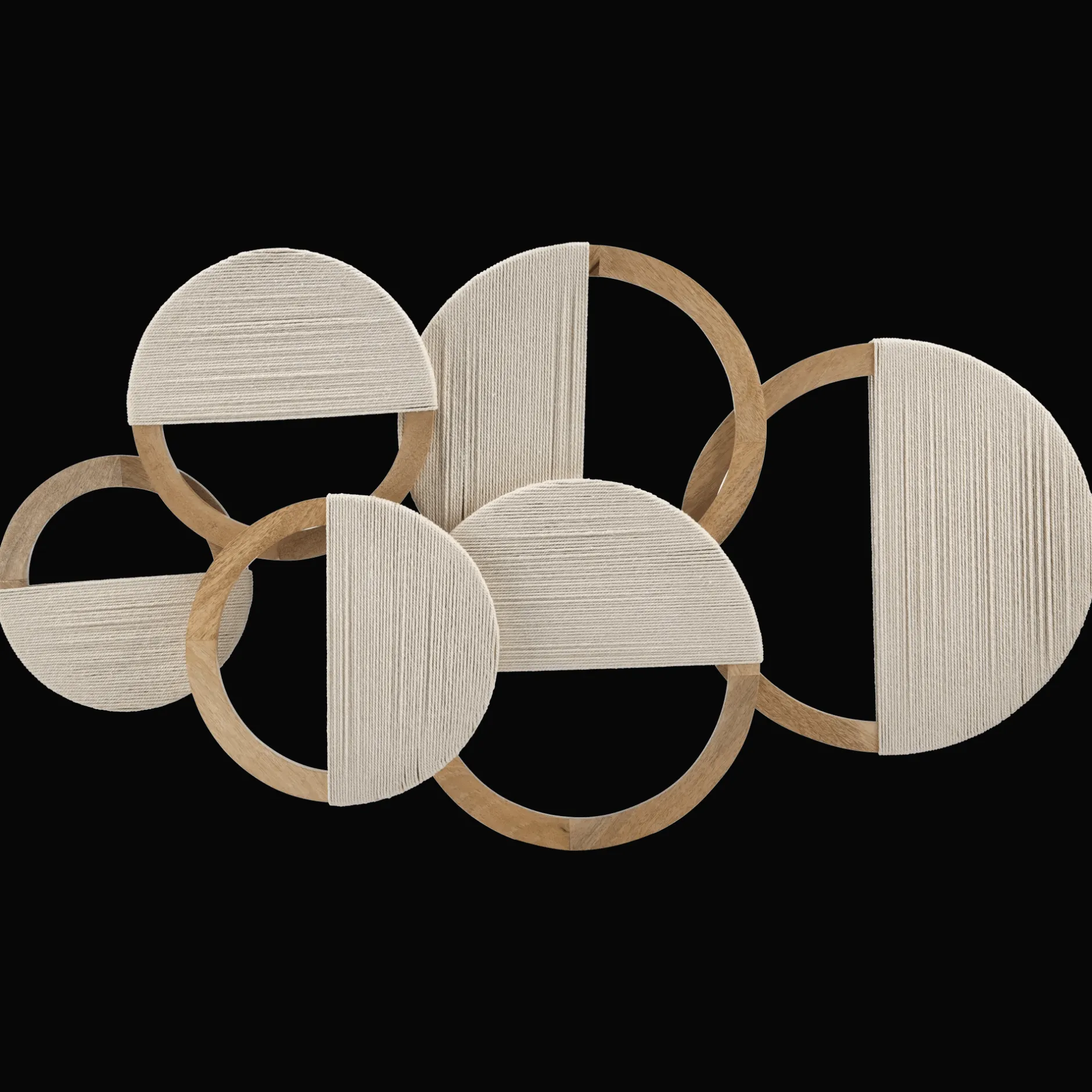 Discount Mango Wood Circles with Rope Wall Decorations