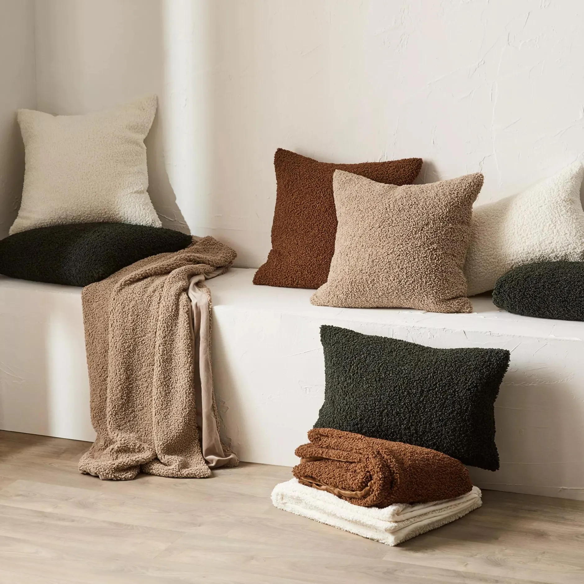 Sale Medium Brown Doodle Boucle Decorative Throw Pillow Decorative Throw Pillows