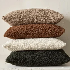 Sale Medium Brown Doodle Boucle Decorative Throw Pillow Decorative Throw Pillows