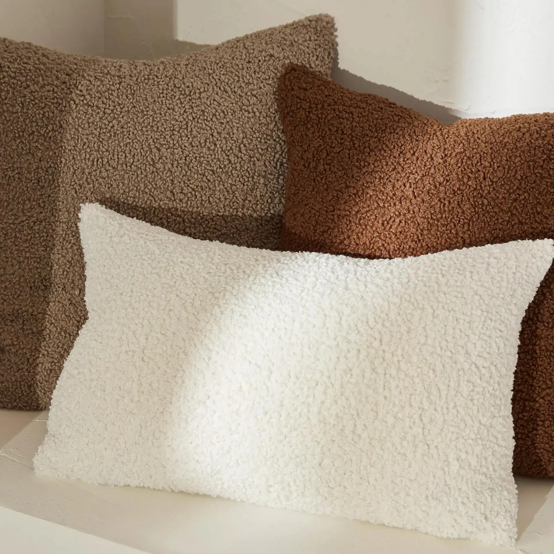 Sale Medium Brown Doodle Boucle Decorative Throw Pillow Decorative Throw Pillows