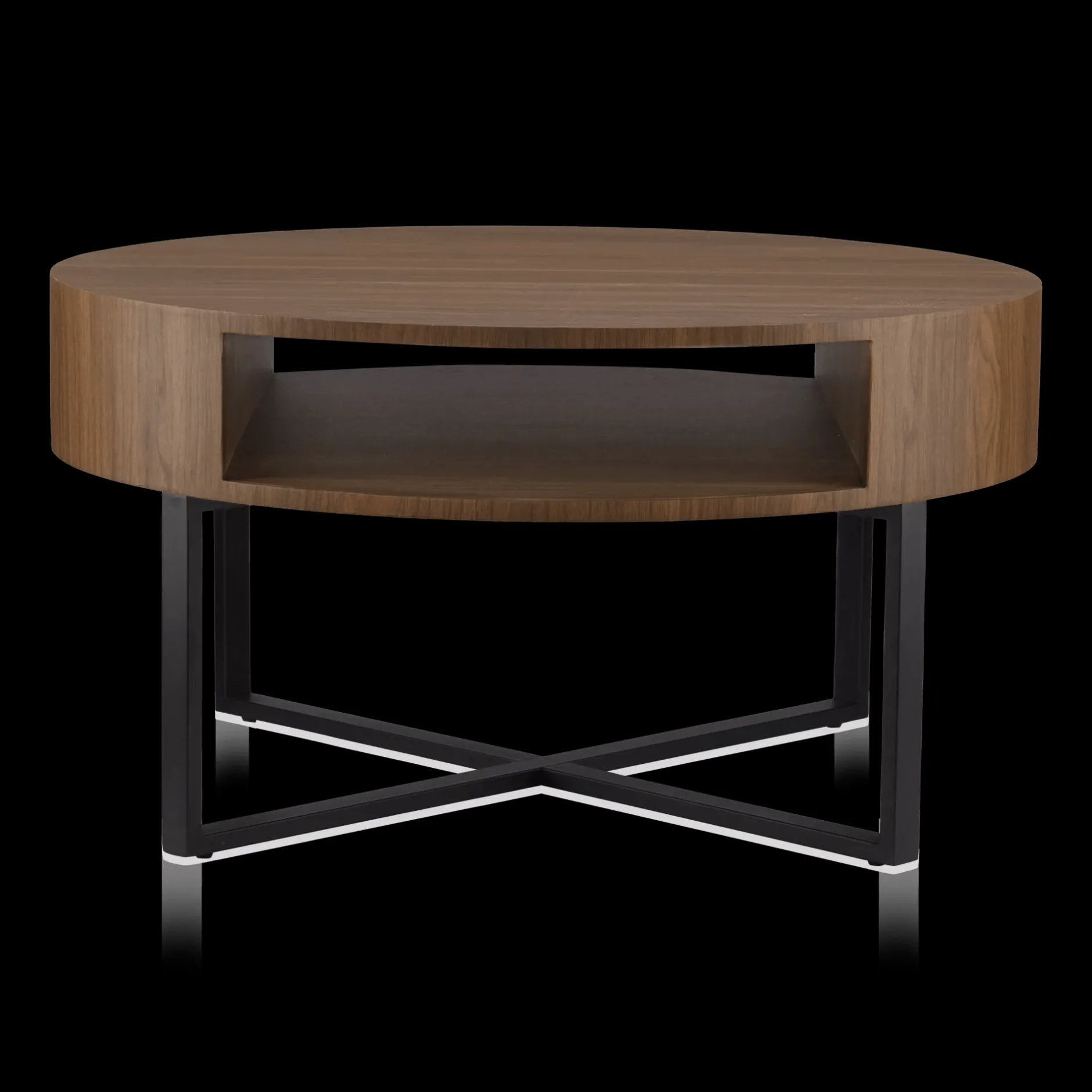 Best Metal and Walnut Veneer Round Coffee Table Coffee Tables|Coffee Tables & Side Tables