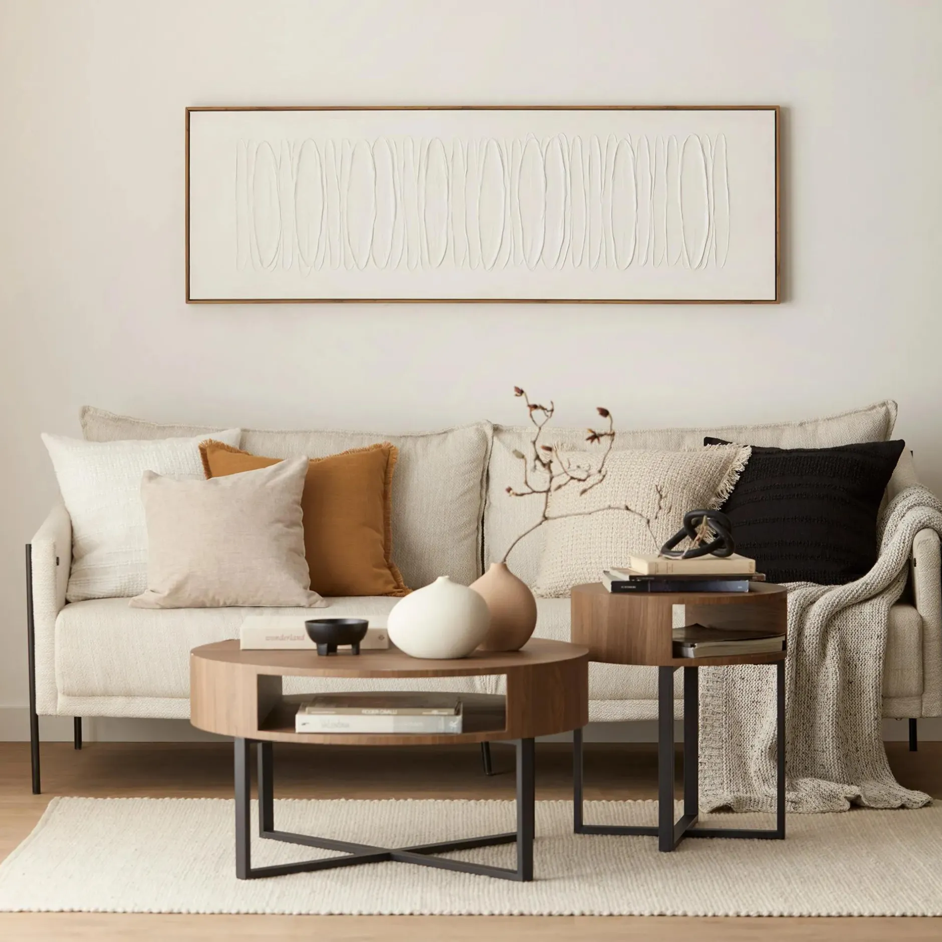 Best Metal and Walnut Veneer Round Coffee Table Coffee Tables|Coffee Tables & Side Tables