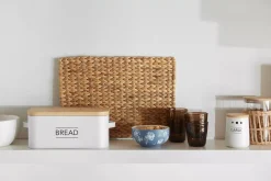 Sale Metal Bread Box with Bamboo Lid Dinnerware|Kitchen & Dining Accessories