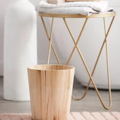 Best Natural Wood Waste Bin Bathroom Accessories|Storage Baskets & Hampers