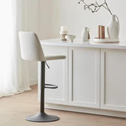 Sale Oatmeal Fabric and Metal Adjustable Bar Stool Furniture Accessories|Bar & Counter Stools