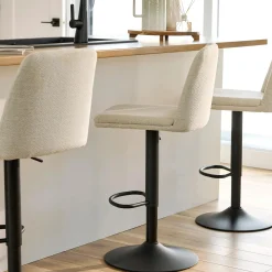 Sale Oatmeal Fabric and Metal Adjustable Bar Stool Furniture Accessories|Bar & Counter Stools