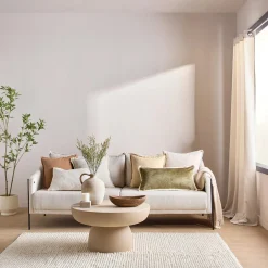 Clearance Oatmeal Fabric Sofa with Black Metal Legs Accent Chairs & Sofas|Accent Chairs