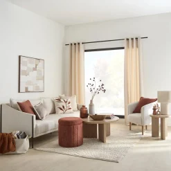 Clearance Oatmeal Fabric Sofa with Black Metal Legs Accent Chairs & Sofas|Accent Chairs