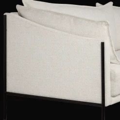 Clearance Oatmeal Fabric Sofa with Black Metal Legs Accent Chairs & Sofas|Accent Chairs