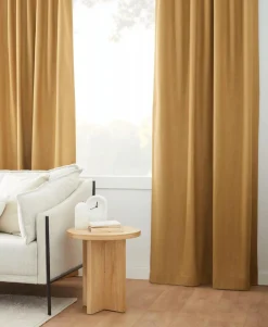 New Ochre Taha Rod Pocket Back Tab Blackout Curtain Sheer Curtains & Window Sheer Panels|Blackout Window Curtains