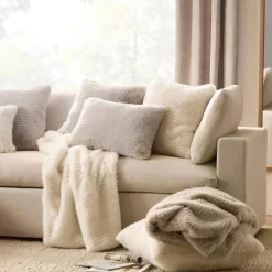 Clearance Off White Maddox Faux Fur Decorative Pillow Decorative Throw Pillows