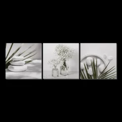 Clearance 3-Piece White and Green Bathroom Wall Art Printed & Photography Wall Art Canvases