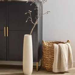 Online Ribbed Ceramic Floor Vase Home Decorative Items & Objects