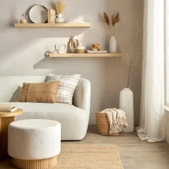 Best Round Fabric and Wood Bench Entryway Benches Ottomans And Poufs|Ottomans & Benches