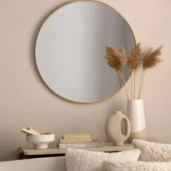 Discount Round Gold Aluminum Frame Mirror Mirrors