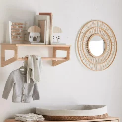 Best Round Natural Fiber Bead Mirror Nursery Wall Decor & Mirrors