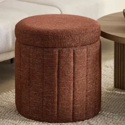 Hot Round Storage Fabric Ottoman Entryway Benches Ottomans And Poufs|Ottomans & Benches