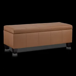 Discount Rust Faux Leather Storage Bench Entryway Benches Ottomans And Poufs|Ottomans & Benches