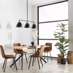 Rust Textured Faux Leather and Metal Dining Chair Furniture Accessories|Dining Chairs