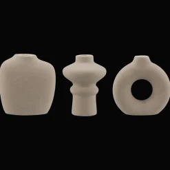 Set of 3 Beige Ceramic Vases Modern Decorative Vases|Home Decorative Items & Objects