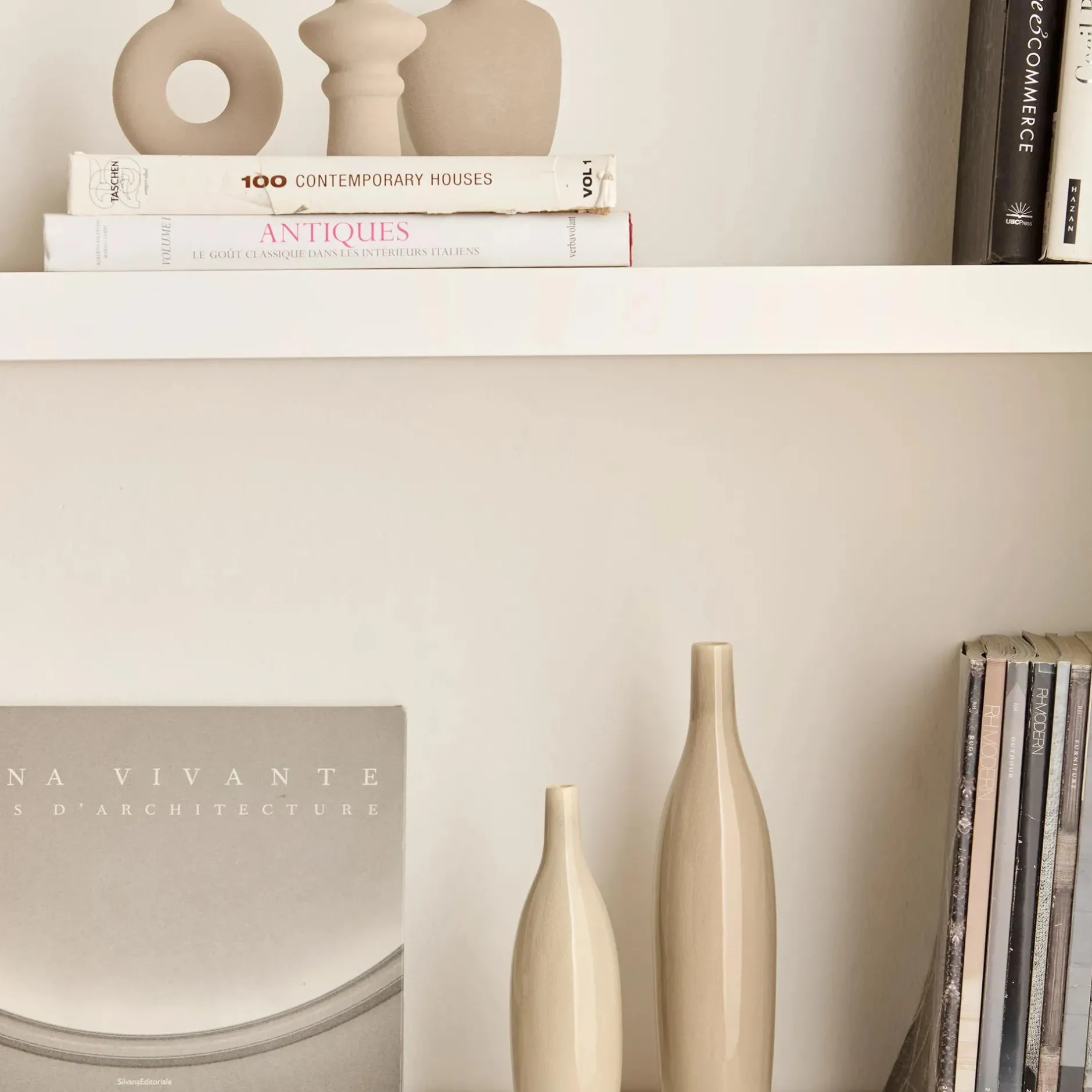 Set of 3 Beige Ceramic Vases Modern Decorative Vases|Home Decorative Items & Objects