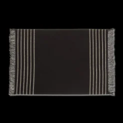 Hot Set of 4 Black & Natural Fringed Fabric Placemats Dinnerware|Kitchen & Dining Accessories