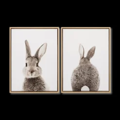 Outlet Set of 2 Bunny Framed Canvases Printed & Photography Wall Art Canvases
