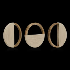 Set of 3 Mango Wood and Rope Circle Wall Decor Wall Decorations
