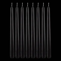 Discount Set of 8 Unscented Tapered Black Candles Candles & Candle Stick Holders