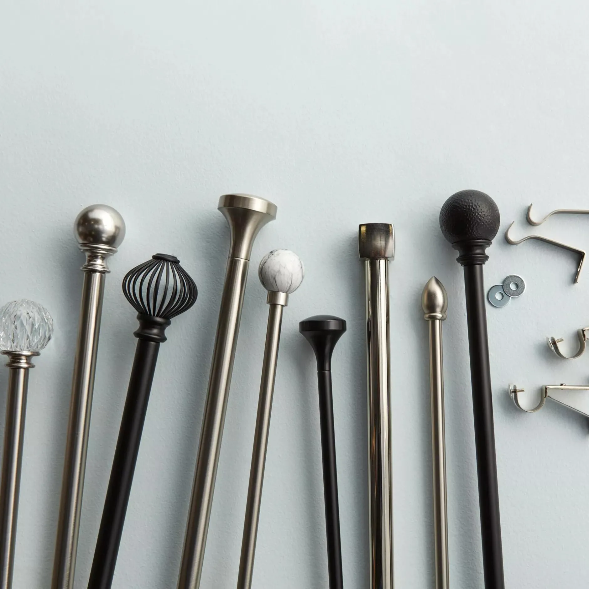 New Silver Melbourne Curtain Rod Set - Diameter 25mm Curtain Rods