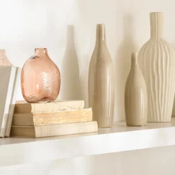New Small Ceramic Beige Vase Modern Decorative Vases|Home Decorative Items & Objects