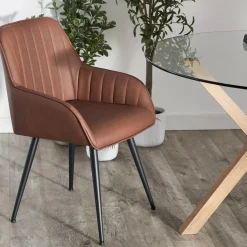 Outlet Textured Faux Leather and Metal Dining Chair Furniture Accessories|Dining Chairs