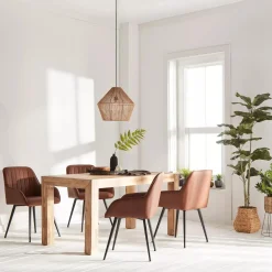 Outlet Textured Faux Leather and Metal Dining Chair Furniture Accessories|Dining Chairs