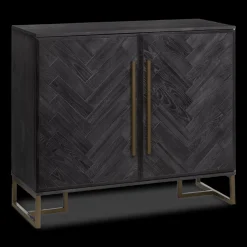 New Two-Door Chevron Veneer and Metal Buffet Furniture Accessories|Buffet Tables & Credenzas