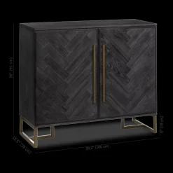 New Two-Door Chevron Veneer and Metal Buffet Furniture Accessories|Buffet Tables & Credenzas