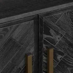 New Two-Door Chevron Veneer and Metal Buffet Furniture Accessories|Buffet Tables & Credenzas