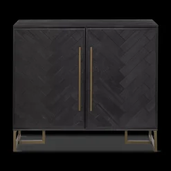 New Two-Door Chevron Veneer and Metal Buffet Furniture Accessories|Buffet Tables & Credenzas