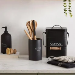 Outlet Typography Black Utensils Jar Dinnerware|Kitchen & Dining Accessories