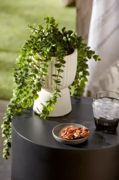 Waterfall Eucalyptus in White Hourglass Pot Artificial Plants