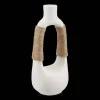 Best White Ceramic Oval Vase with Rope on Handles Modern Decorative Vases|Home Decorative Items & Objects